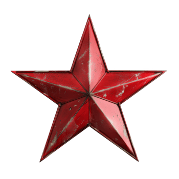 Red Metal Star with Worn Surface and Black Background png