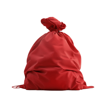 Red Cloth Sack with Drawstring Isolated on Black Background png