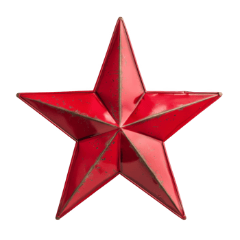 Red Metal Star with Worn Paint and Black Background png