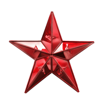 Red Shiny Five-Pointed Star on Black Background png
