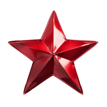 Red Metal Star Ornament Isolated on Black Background png