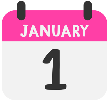 Hand drawn Cute calendar first of January new year day png