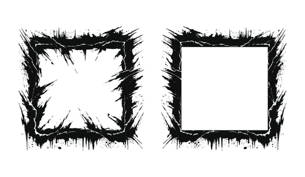 Set of black torn frame design. vector