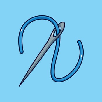 needle and thread - cartoon illustration. vector