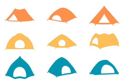 Camping Tent Icon in Various Styles vector