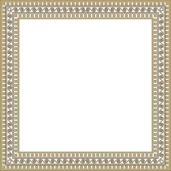 gold and black classic Greek square ornament. Rectangle of Ancient Greece and Roman Empire. Byzantine painting of walls, floors and ceilings. Decoration of European palaces. vector