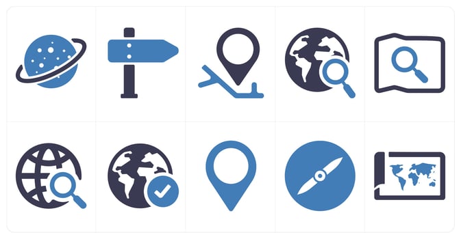 A set of 10 web marketing icons as universe, direction, gps vector