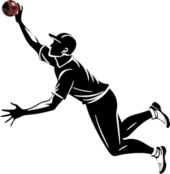 Artistic black stencil cricket player outline. . png