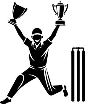 Creative black stencil cricket player graphic. . png