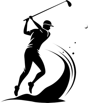 Black golf player stencil ideal for branding needs. . png