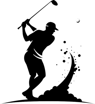 Minimalist black golf player stencil for design projects. . png