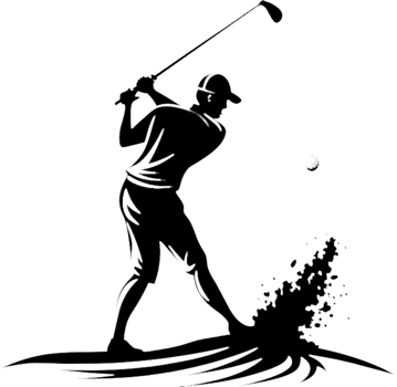 Minimalist black stencil golf player clipart collection. . png