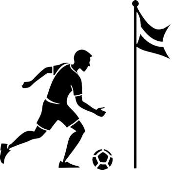 Simple black stencil art of soccer player. . png