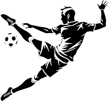 Minimal black soccer player stencil art clipart. . png