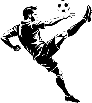 Black soccer player stencil for web graphics. . png