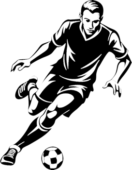 Elegant black soccer player silhouette clipart graphic. . png