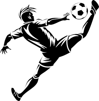 Unique black stencil of soccer player design. . png