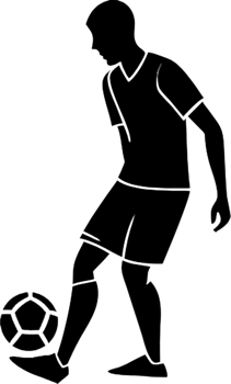 Stylish black stencil soccer player clipart. . png