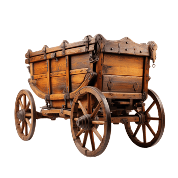 old wooden cart isolated on transparent background png