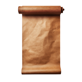Old paper scroll isolated on transparent background png