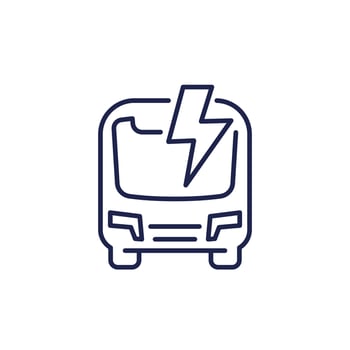 electric bus icon, city eco transport line vector