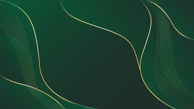 Emerald green abstract luxury background with gold lines. Elegant wave modern wallpaper vector