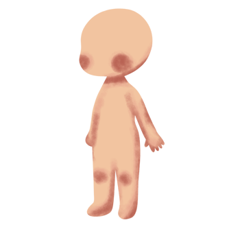 A cartoon character with a red face and a pink body png