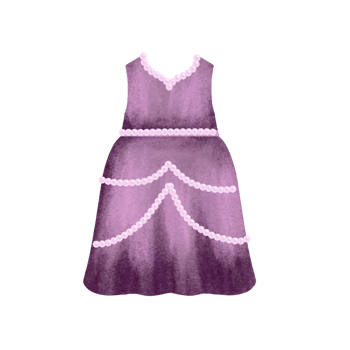A dress with a purple ribbon on it png