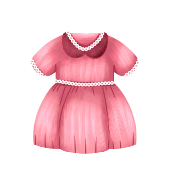 A pink dress with a collar and a bow png