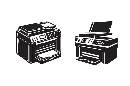 Digital Printer Machine Silhouette Illustration Design vector