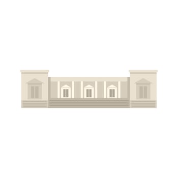 Large retro building with columns and stairs flat icon vector