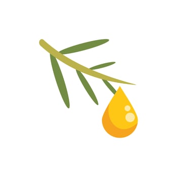 Branch of sea buckthorn with hanging berry dropping oil vector