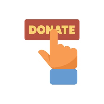 Hand pressing donate button for charity donation vector