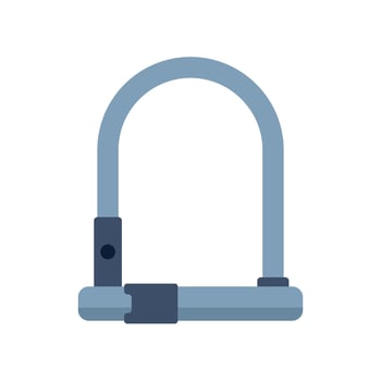 Strong metal bicycle u lock protecting from theft vector