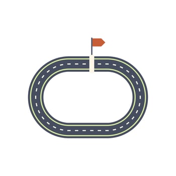 Winding road leading to finish line with checkered flag vector