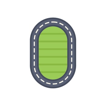 Oval race track surrounded by grass field vector