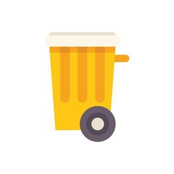 Yellow garbage bin with wheel and closed lid recycling concept vector