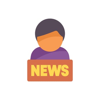 Journalist presenting the news holding a sign with big letters vector