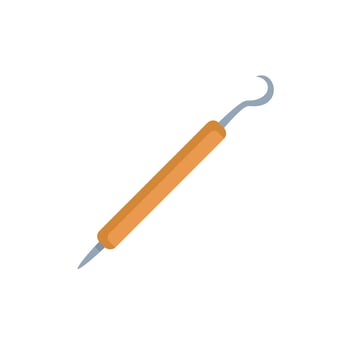 Dental pick being held by a dentist in a dental clinic vector