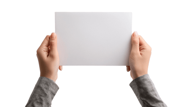 Hands holding a blank white canvas ready for design png