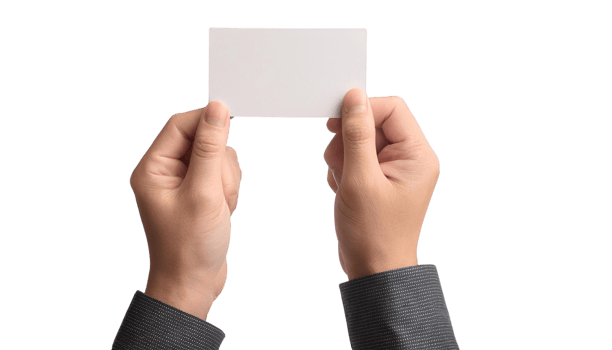 Hands holding a blank white card png