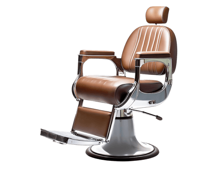 Stylish barber chair against realistic photo png