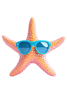 Starfish with Sunglasses in Bright Colors png