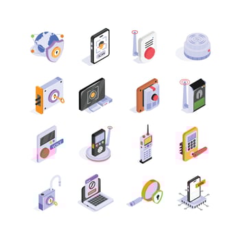 Grab this amazing security and protection isometric icons set vector