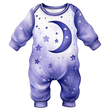 Purple baby onesie with moon and star design png