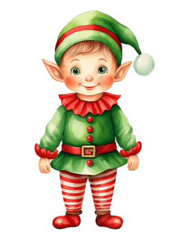 Cheerful elf character in festive attire png
