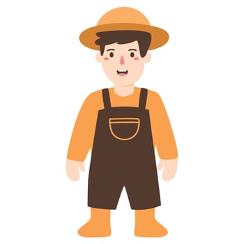 Happy Farmer Boy Profession Cute Illustration vector