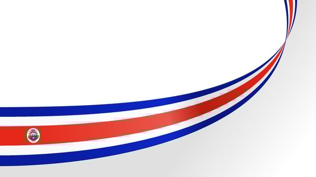 Curved ribbon with flag of Costa Rica on white background with copyspace vector