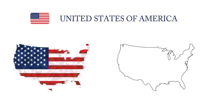 abstract polygonal map of USA vector