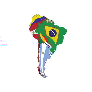 countries map flag of south america continent vector